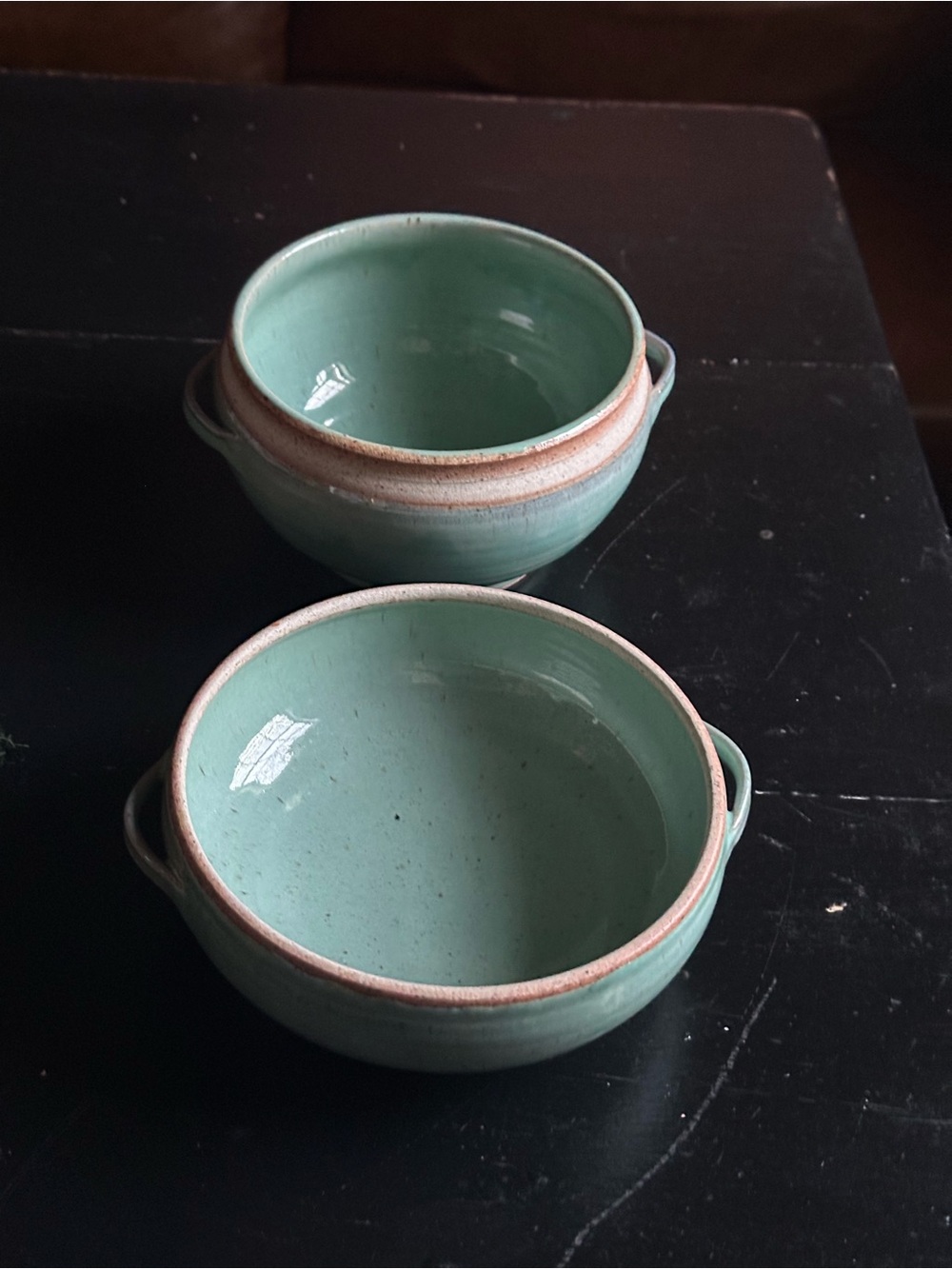 Hand Crafted Teal and Blue Glazed Ceramic Bowls - Picture 3 of 10